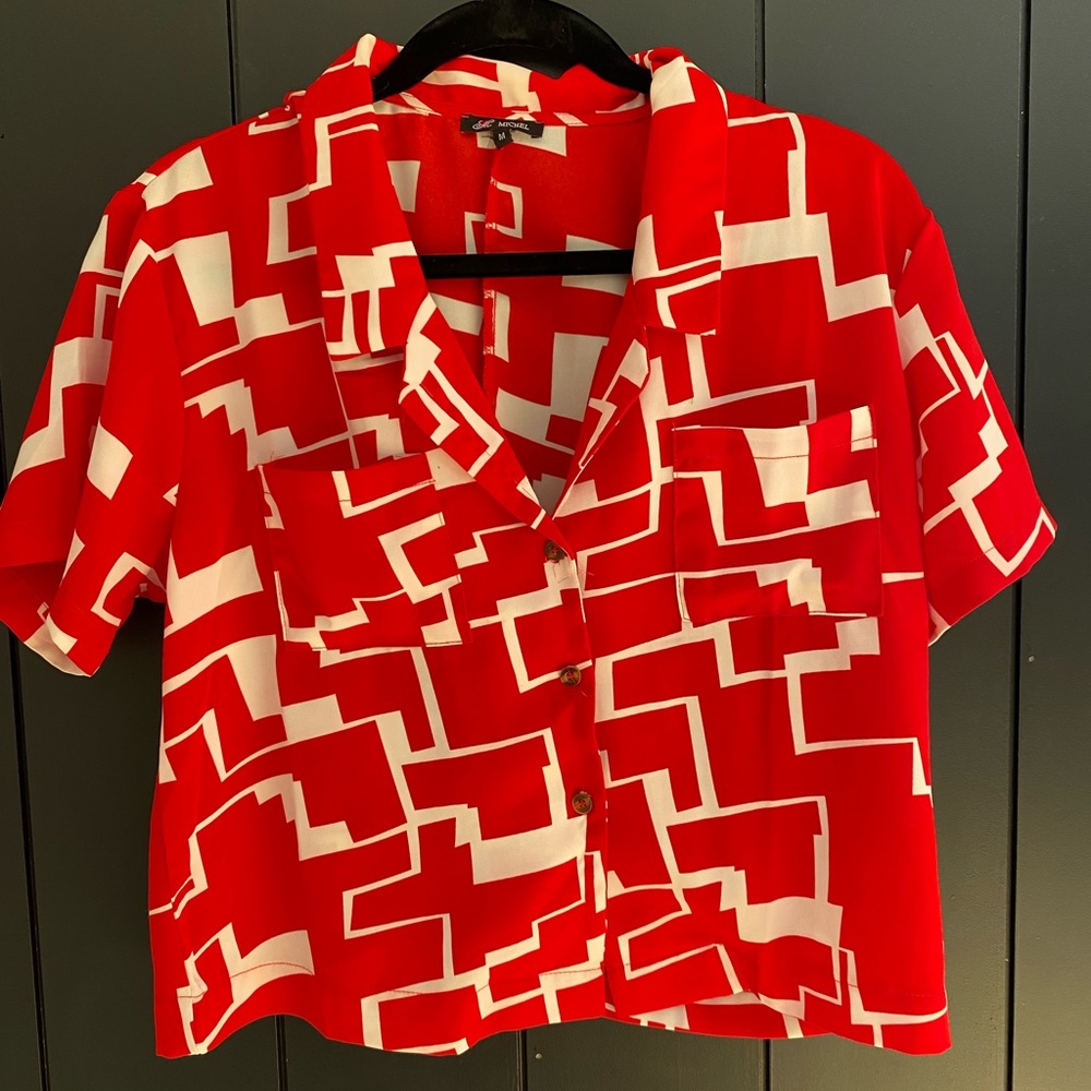 Vintage Michel button front blouse with pockets